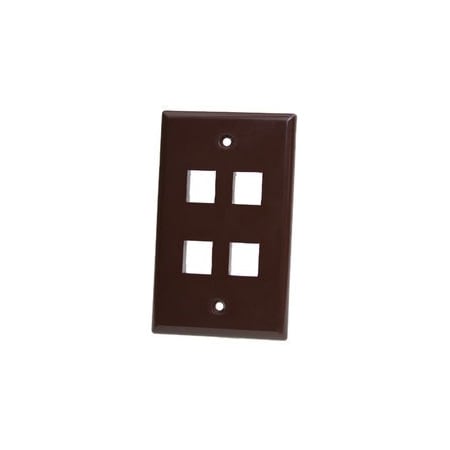 Swe-Tech 3C Keystone Wall Plate, Brown, 4 Port, Single Gang FWT3012-03204